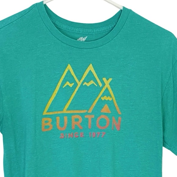 Burton Tshirt Tee Mens Size Small Recycled Mountain Dew Bottles Crewneck Green - Picture 7 of 7
